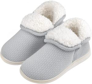 Женские теплые тапочки-башмачки с комфортной мемори-пеной и плюшевым флисом, зимние домашние обувь VANSARTO, Light Grey