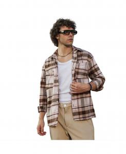 Мужская рабочая куртка Saltbox в бежево-коричневую клетку Campus Sutra, Brown