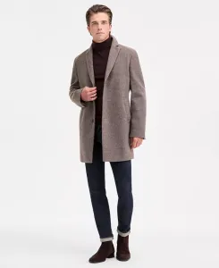 Мужское приталенное пальто Prosper из смесовой шерсти Calvin Klein, коричневый