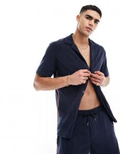 Темно-синяя махровая рубашка Paul Smith с воротником с лацканами PS Paul Smith