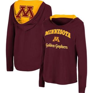 Женская толстовка с капюшоном и футболкой с длинными рукавами Colosseum Maroon Minnesota Golden Gophers Catalina, цвет Min Red