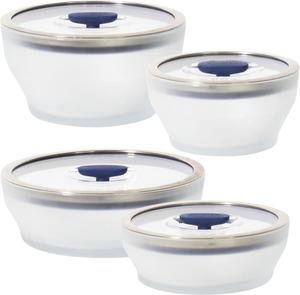 Набор посуды для микроволновой печи Anyday со стеклянными крышками, 8 предметов, черничный