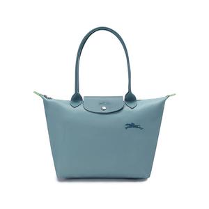 LONGCHAMP Сумка Le Pliage Green Recycled Canvas с кожаной отделкой, женская наплечная сумка Lake Blue