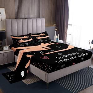 Erosebridal Комплект постельного белья с принтом солнца, луны, облаков и сердечек, черный, Black White