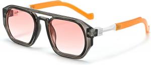 Квадратные солнцезащитные очки для женщин и мужчин, ретро-очки, женские роскошные солнцезащитные очки, винтажная мода, панк-очки, защита от ультрафиолета UV400 9026 Melrose, Grey Pink