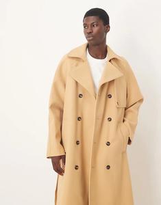 Пальто свободного кроя из искусственной шерсти ASOS DESIGN цвета верблюжьей шерсти