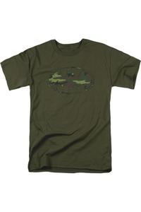 Футболка с коротким рукавом и принтом «Бэтмен» с эффектом потертости и камуфляжным принтом «Щит» для взрослых Gildan, хаки