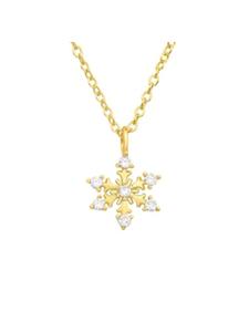Alexander York Колье с подвеской в виде снежинки из золота, изготовленное из серебра 925 пробы, в золотой оправе из двух частей