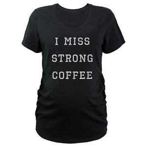 Футболка с V-образным вырезом и принтом Maternity i miss my strong coffee Unbranded