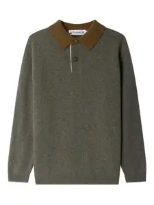 Кашемировый джемпер Jameson с воротником поло Bonpoint, зеленый