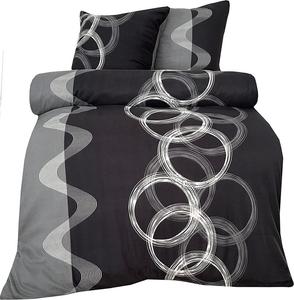 Зимнее постельное белье термофлисовый приятный пушистый мягкий теплый комплект пододеяльников, размер: 2 шт. 155 х 220 см, цвет: круги черный серый leonado vicenti