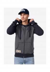 Мужская толстовка с капюшоном и молнией, приталенного кроя SLOUGH LONSDALE, темно-синий