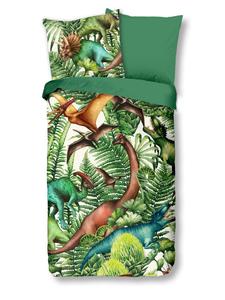 Комплект постельного белья Renforcé из 2 предметов 135x200 см Динозавры в джунглях зеленого цвета JACK, 135x200 см
