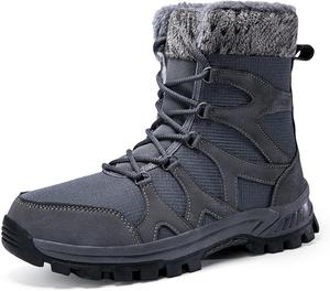 Зимние ботинки для женщин, теплые противоскользящие ботинки на меху, укороченные сапожки, с меховой подкладкой, без застежек, зимняя обувь для женщин 2025 Generic, #D05-Grey