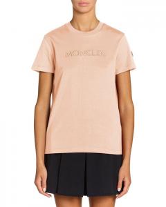 Футболка с вышитым логотипом Moncler, розовый