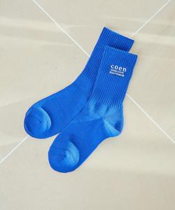 Носки в рубчик с вышитым логотипом COEN, цвет Cobalt