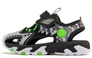 QIAODAN Сандалии детские дошкольного возраста с противоскользящей амортизацией, черные, серебристые