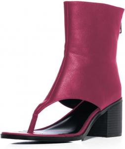 Женские модные ботильоны YDN, сандалии с круглым носком, ботинки с квадратным средним каблуком, шлепанцы с задней молнией, обувь для вечеринок, шопинга и свиданий, размеры US 4-16, Hot Pink