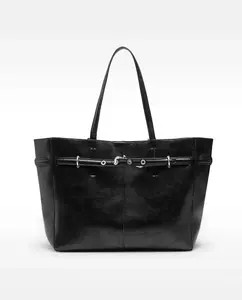 Сумка через плечо в стиле шоппер с магнитной застежкой с эффектом кракле Parfois, черный