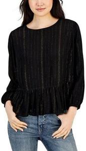 Женский спортивный топ Tommy Hilfiger с баской и длинными рукавами и люрексом, Black/Gold