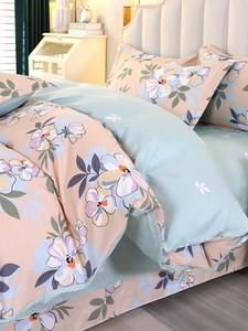 MIDO HOUSE Простыня 120x200 см, для матраса 150x200 см, цвет павлиний синий с цветком капока