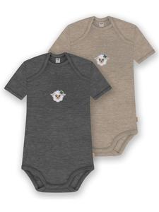 Normani Outdoor Sports Комплект из 2 детских боди с короткими рукавами из мериносовой шерсти, цвет Тауранга, антрацитово-бежевый