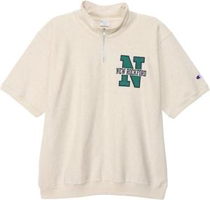 Мужская толстовка Champion с коротким рукавом, 100% хлопок, флис, свободный крой, графический логотип, овсяный