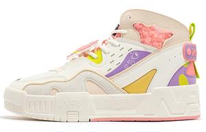 Скейтбордические кеды женские высокие с перьями белый/флуоресцентные светло-коралловые 361°