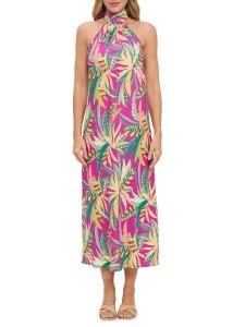 Платье-миди с тропическим принтом и бретельками через шею Renee C., цвет Magenta