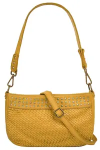 Сумка через плечо Samantha Look, натуральная кожа, производство Италия, желтый