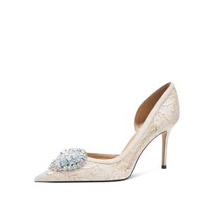 Zubumei Стройные каблуки на шпильке 6 см/8 см женские экрю, цвет Ecru