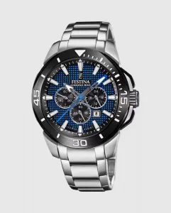 Мужские часы F20641/2 Chrono Bike из серебристой стали Festina, серебряный