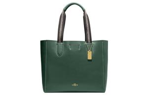 Сумка-шоппер Derby из зерненой кожи, через плечо, женская, большая, зеленая COACH