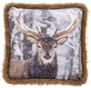 Done. декоративная подушка "Олень", подушка с принтом из тонкой бархатной ткани 45х45 см, коричневый