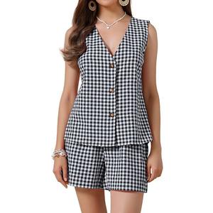 Женский летний комплект из жилета и шорт Gingham Inspire Chic, Black