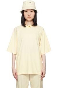 Бежевая футболка Les Classiques 'Le t-shirt Typo' JACQUEMUS