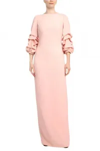 Платье-халат с вырезом-лодочкой, присборенными рукавами 3/4, застежкой-молнией сзади и разрезом сзади Truedames