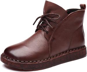 Женские винтажные ботинки-оксфорды с крыльями и шнуровкой из натуральной кожи, высокие ботильоны с завязками, ренессансные исторические ручной работы NIAIRKE, Brown Cotton