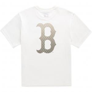 MLB Футболка Unisex Cream White с круглым вырезом и умеренно прямым кроем