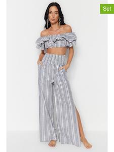 Тканевые брюки trendyol 2tlg Outfit, цвет hellgrau/weiß