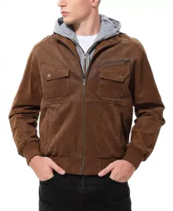 мужская кожаная куртка-бомбер Civic в винтажном стиле Bgsd, коричневый