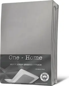 Простыня на резинке из джерси, мягкий плотный хлопок с резинкой по всему периметру, цвет: серебристый, размер: 180х200 см - верхний слой 200х200 см One-Home