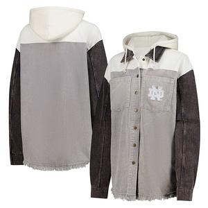 Женская серая куртка-рубашка notre dame fighting irish с капюшоном на молнии, в винтажном стиле Gameday Couture