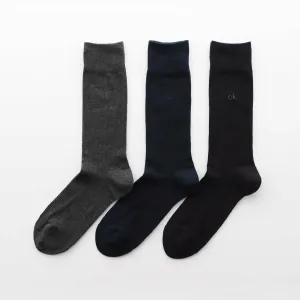 Комплект из 3 мужских антибактериальных и дезодорирующих деловых носков средней длины с толстой ребристой отделкой и одним носком.