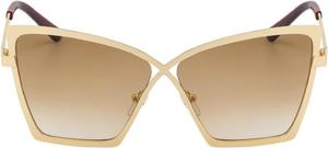 Модные солнцезащитные очки «кошачий глаз» с бабочками, роскошные винтажные очки с прозрачными линзами, защита от УФ-излучения UV400, металлическая оправа, артикул 68237 Melrose, Brown