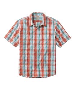 Рубашка из органического хлопка сирсакер, короткий рукав, клетчатая, японский крой.