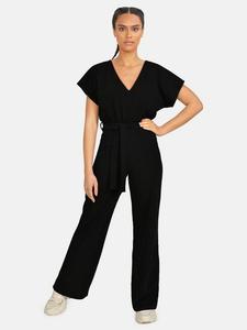 Девчачий комбинезон с V-образным вырезом и широкими брючинами Sisters Point, Black