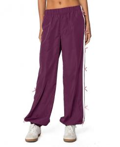 Спортивные брюки из нейлона с бантовыми полосками Edikted, фиолетовый