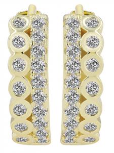 Adeliás Женские серьги - серьги-кольца на шарнирах из серебра 925 пробы с кубическим цирконием в золоте