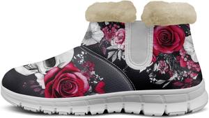 Ботинки Howilath с принтом черепа, белые пушистые, с противоскользящей подошвой, уличная обувь с защитой от скольжения для зимних путешествий и отдыха